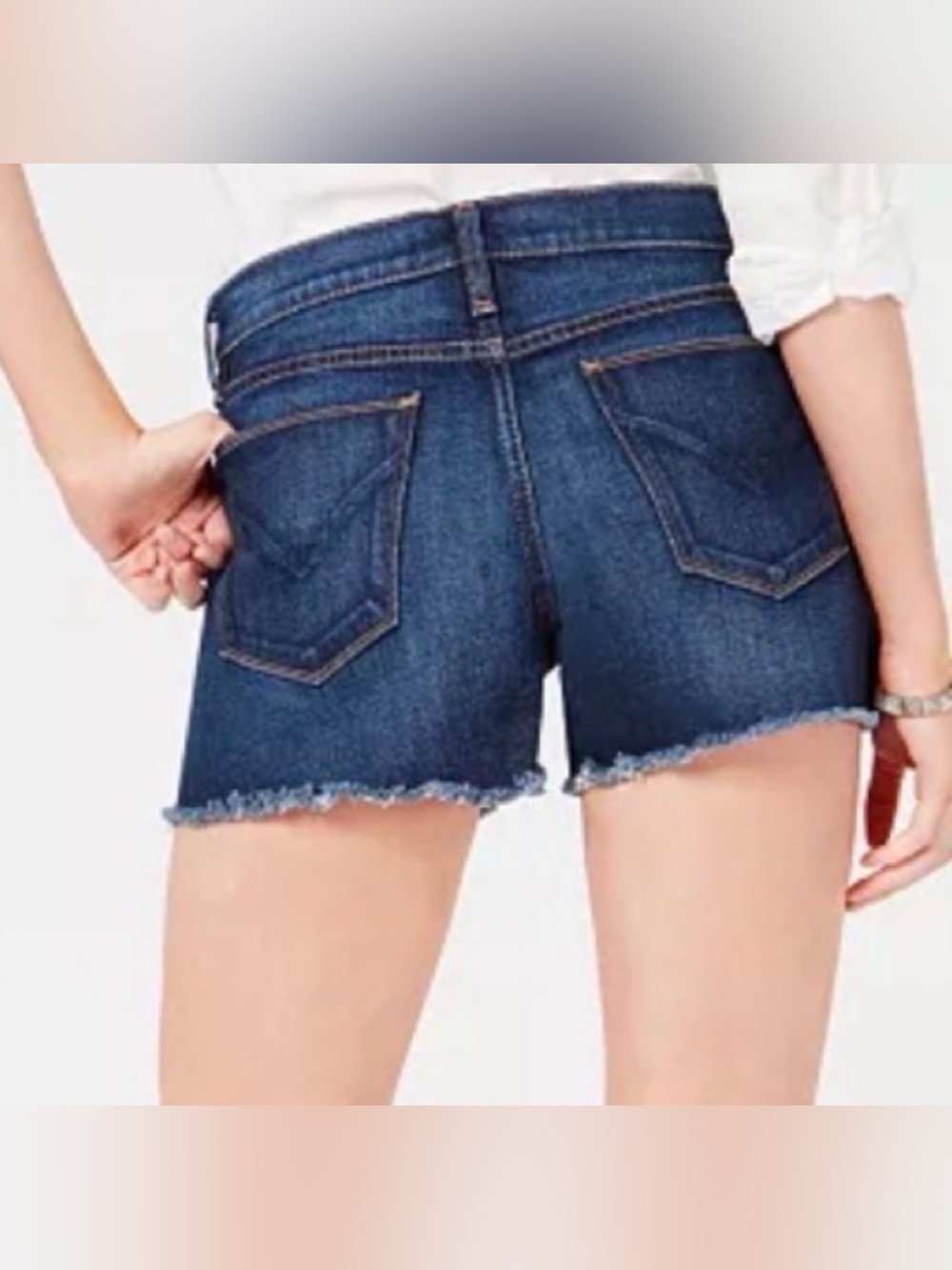 Hudson Jeans Dark Blue Frayed Hem Denim Shorts